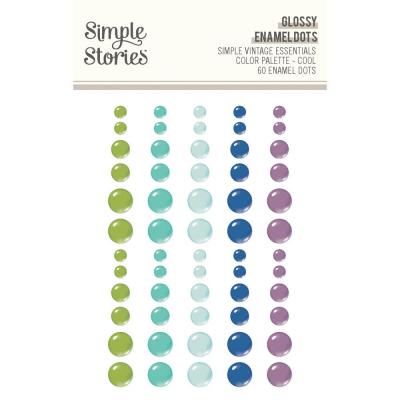 Simple Stories Simple Vintage Essentials Color Palette - Glossy Enamel Dots Cool