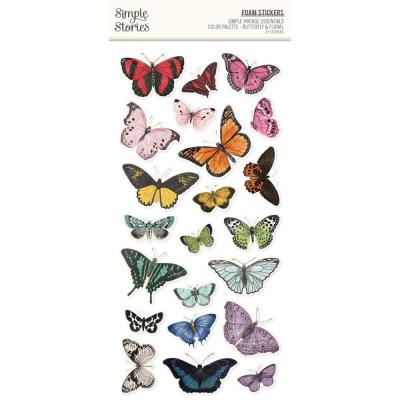 Simple Stories Simple Vintage Essentials Color Palette - Foam Stickers Butterfly & Floral