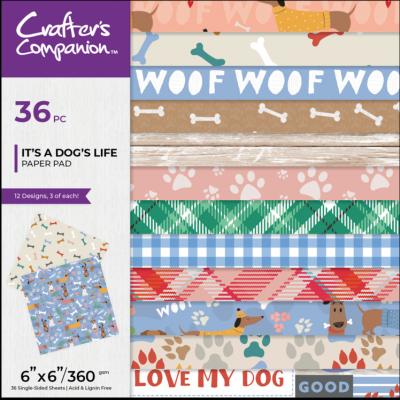 Crafter's Companion Pets Rule 6x6 Inch Paper Pad - It's A Dog's Life