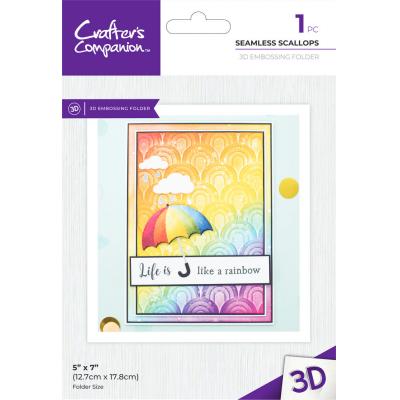 Crafter's Companion Bold 3D Folders 5x7 Inch 3D Embossing Folder - Seamless Scallops