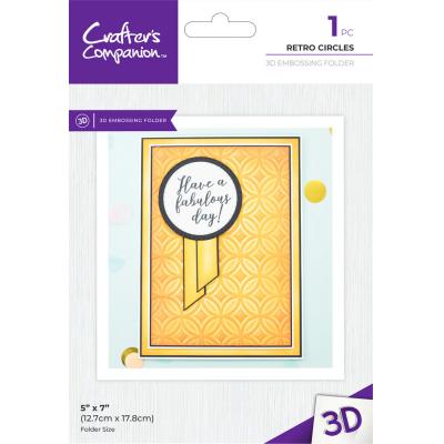 Crafter's Companion Bold 3D Folders 5x7 Inch 3D Embossing Folder - Retro Circles