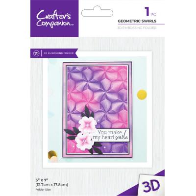 Crafter's Companion Bold 3D Folders 5x7 Inch 3D Embossing Folder - Geometric Swirls