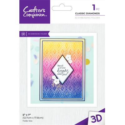 Crafter's Companion Bold 3D Folders 5x7 Inch 3D Embossing Folder - Classic Diamonds