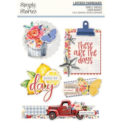 Simple Stories Simple Vintage Linen Market - Layered Chipboard