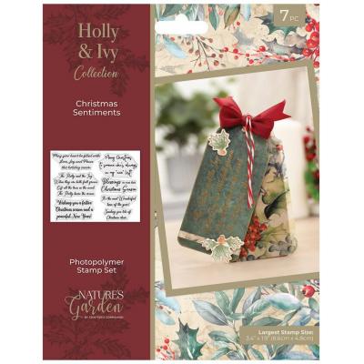 Crafter's Companion Holly & Ivy Clear Stamps - Christmas Sentiments