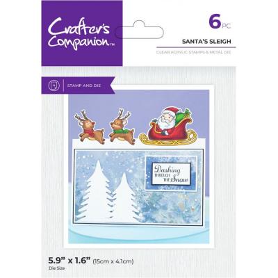 Crafter's Companion Festive Edge Stamp & Dies - Santa's Sleigh