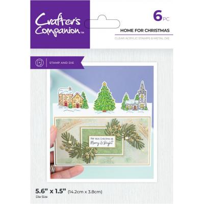 Crafter's Companion Festive Edge Stamp & Dies - Home for Christmas