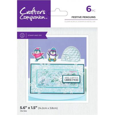 Crafter's Companion Festive Edge Stamp & Dies - Festive Penguin