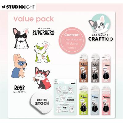 StudioLight Creative Craftlab - Value Pack: Clear Stamp Set + Twin Tip Markers