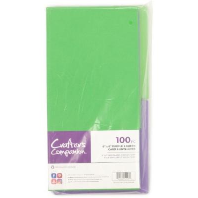 Crafter's Companion Card & Envelopes - Purple & Green