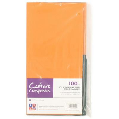 Crafter's Companion Card & Envelopes - Pumpkin & Green
