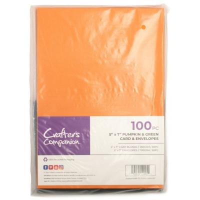 Crafter's Companion Card & Envelopes - Pumpkin & Green