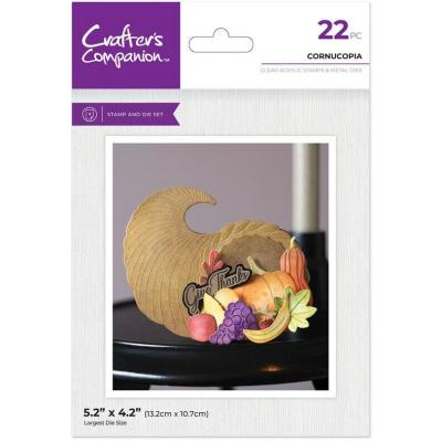 Crafter's Companion Halloween & Fall Stamp & Die -  Cornucopia
