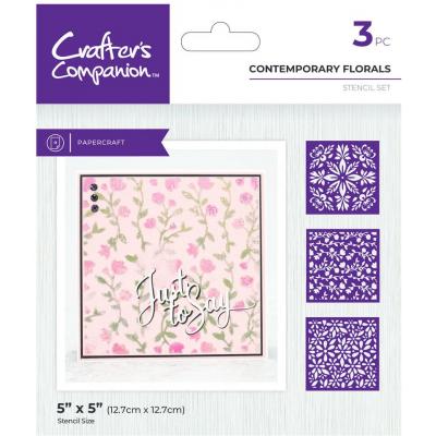 Crafter's Companion Pearl Powder Stencil - Contemporary Florals