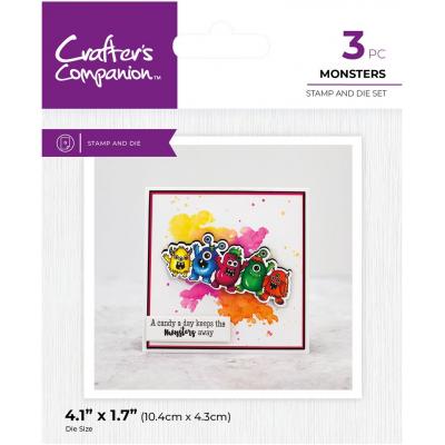 Crafter's Companion Character Embellish Stamp & Die - Monsters