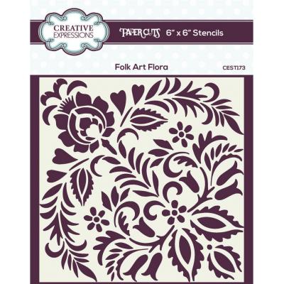 Creative Expressions Cathie Shuttleworth Paper Cuts Stencil - Folk Art Flora