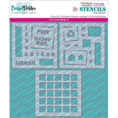 CarlijnDesign Stencil - Square Window Postage