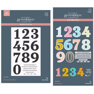 Spellbinders Press Plate & Die Set - Bold Color Mix Numbers