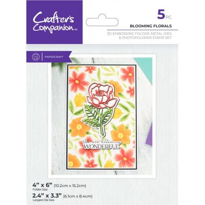 Crafter's Companion 3D Embossing Folder, Dies + Stamps -  Blooming Florals