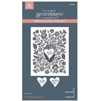 Spellbinders Press Plate & Die Set - My Heart Beats for You