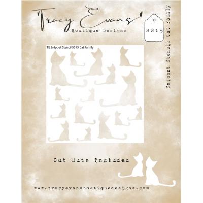 Tracy Evans Snippet Stencil - Cat Family
