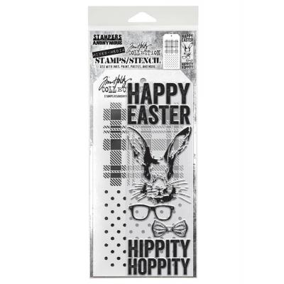 Stampers Anonymous Tim Holtz Clear Stamp and Stencil Set - Hipster Bunny