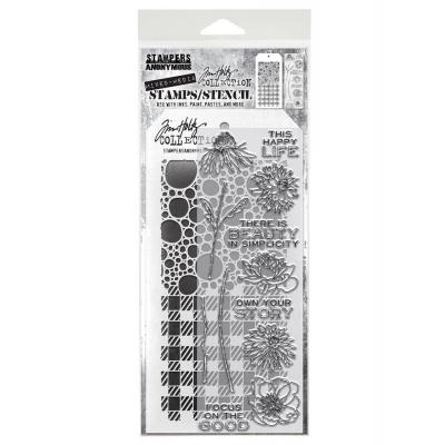 Stampers Anonymous Tim Holtz Clear Stamp and Stencil Set - Mixed Media #24
