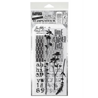 Stampers Anonymous Tim Holtz Clear Stamp and Stencil Set - Mixed Media #21