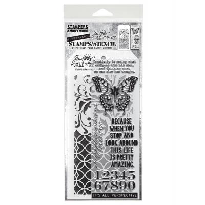 Stampers Anonymous Tim Holtz Clear Stamp and Stencil Set - Mixed Media #15