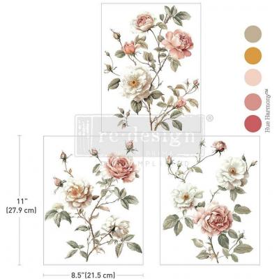 Prima Marketing Re-Design Middy Foil Transfers - Creamy Blush Blooms