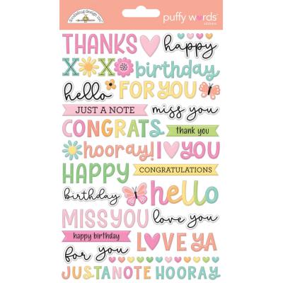 Doodlebug Design Butterfly Kisses - Puffy Words Stickers