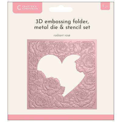 Crafter's Companion 3D Embossing Folder Metal Die Stencil - Radiant Rose