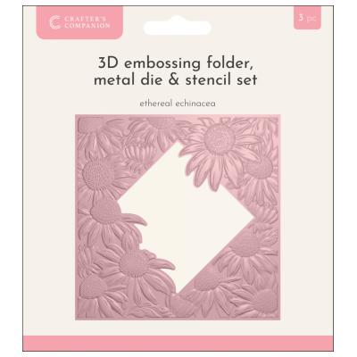 Crafter's Companion 3D Embossing Folder Metal Die Stencil - Ethereal Echinacea