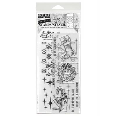 tampers Anonymous Mixed Media Tim Holtz Stempel + Schablone - Blueprint Christmas #1
