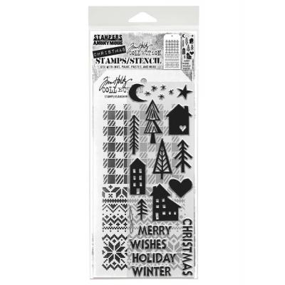 tampers Anonymous Mixed Media Tim Holtz Stempel + Schablone - Festive Print