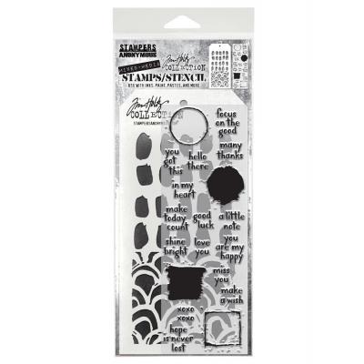 tampers Anonymous Mixed Media Tim Holtz Stempel + Schablone - Note Quotes