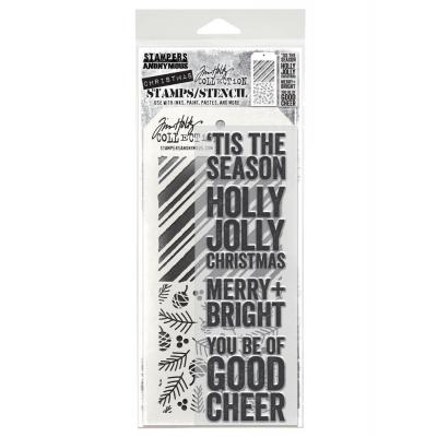 tampers Anonymous Mixed Media Tim Holtz Stempel + Schablone - Bold Tidings
