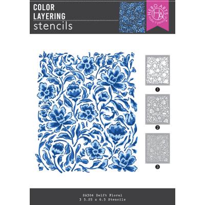 Hero Arts What's Brewing? Color Layering Stencils - Delft Floral