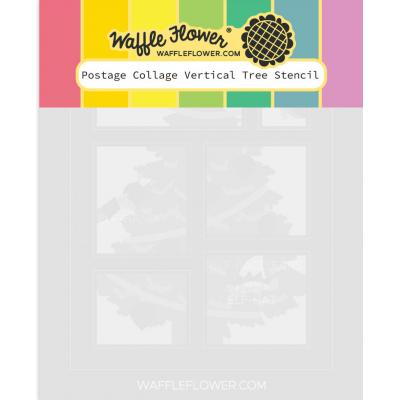 Waffle Flower Stencil - Postage Collage Vertical Tree