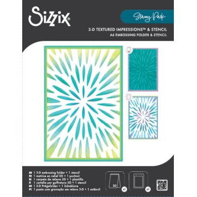 Sizzix Stacey Park 3D Textured Impressions with Stencil - Burst Of Bright