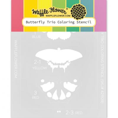 Waffle Flower Coloring Stencil - Butterfly Trio