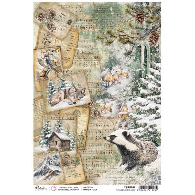 Ciao Bella Forest Tales Rice Paper - Postcard In The Snow