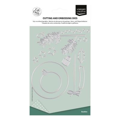Vaessen Creative Cutting And Embossing Dies - Weihnachtskugeln & Tannenzweig
