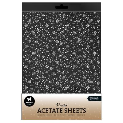 StudioLight Printed Acetate Sheets - Snowflakes White