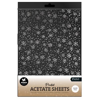 StudioLight Printed Acetate Sheets - Snowflakes Silver