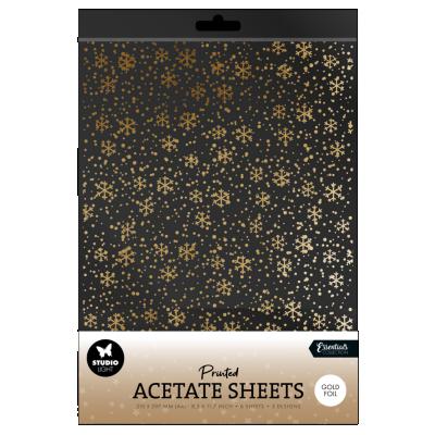 StudioLight Printed Acetate Sheets - Snowflakes Gold