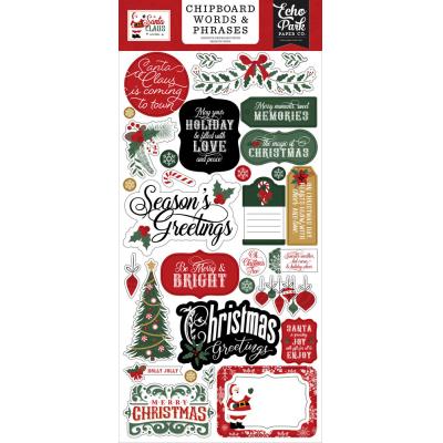 Echo Park Santa Claus - Chipboard Word & Phrases