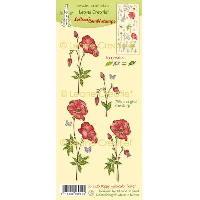 Leane Creatief Stempel - Poppy Watercolor Flowers
