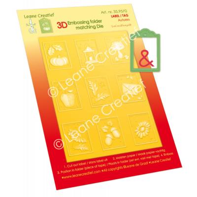 Leane Creatief 3D Embossing Folder - Tags Labels Autumn