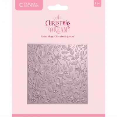 Crafter's Companion A Christmas Dream 3D Embossing Folder - Festive Foliage